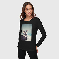 Лонгслив хлопковый женский Snipes at the Shore, цвет: черный — фото 2