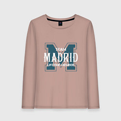 Лонгслив хлопковый женский Team Madrid, цвет: пыльно-розовый