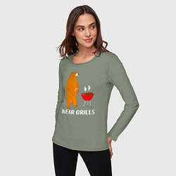 Лонгслив хлопковый женский Bear Grills Беар Гриллс, цвет: авокадо — фото 2