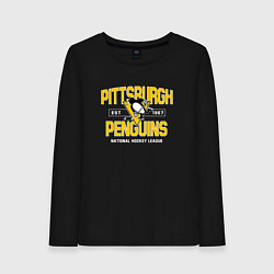 Лонгслив хлопковый женский Pittsburgh Penguins Питтсбург Пингвинз, цвет: черный