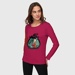 Лонгслив хлопковый женский Хорнет и ткачи, цвет: маджента — фото 2
