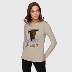Лонгслив хлопковый женский What did you say about my mam DR, цвет: миндальный — фото 2