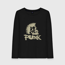 Лонгслив хлопковый женский Punk Skull, цвет: черный