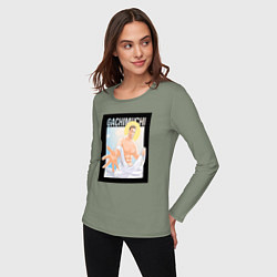 Лонгслив хлопковый женский Билли Херрингтон Аники, цвет: авокадо — фото 2