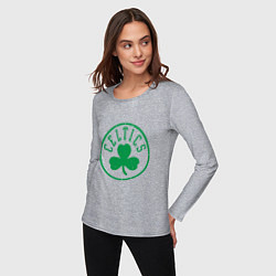 Лонгслив хлопковый женский Celtics - Селтикс, цвет: меланж — фото 2