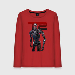 Лонгслив хлопковый женский Terminator 2 - T800, цвет: красный