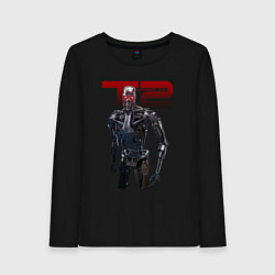 Лонгслив хлопковый женский Terminator 2 - T800, цвет: черный
