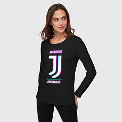 Лонгслив хлопковый женский Juventus FC в стиле Glitch, цвет: черный — фото 2