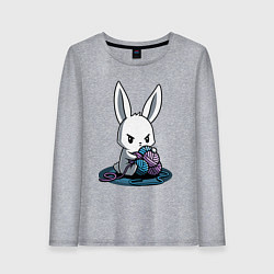Лонгслив хлопковый женский Зайчонок обнял клубки The bunny hugged the balls, цвет: меланж
