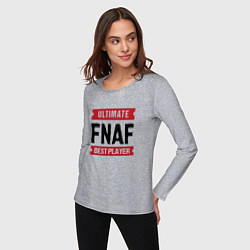 Лонгслив хлопковый женский FNAF: таблички Ultimate и Best Player, цвет: меланж — фото 2