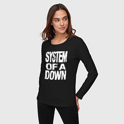 Лонгслив хлопковый женский System of a Down логотип, цвет: черный — фото 2