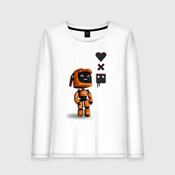 Лонгслив хлопковый женский Оранжевый робот с логотипом LDR, цвет: белый