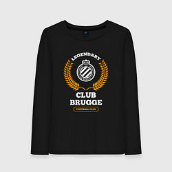 Лонгслив хлопковый женский Лого Club Brugge и надпись Legendary Football Club, цвет: черный