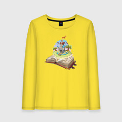 Лонгслив хлопковый женский Книжный замок, цвет: желтый