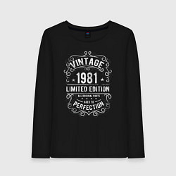 Лонгслив хлопковый женский Винтаж 1981 ограниченный выпуск, цвет: черный