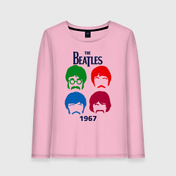 Лонгслив хлопковый женский The Beatles образы группы, цвет: светло-розовый