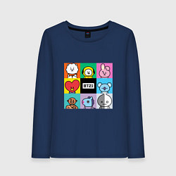 Лонгслив хлопковый женский BT21 BTS к-поп, цвет: тёмно-синий