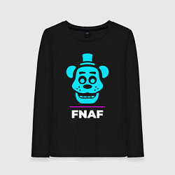 Лонгслив хлопковый женский Символ FNAF в неоновых цветах, цвет: черный