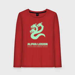 Лонгслив хлопковый женский Альфа легион винтаж лого гидра, цвет: красный