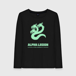 Лонгслив хлопковый женский Альфа легион винтаж лого гидра, цвет: черный