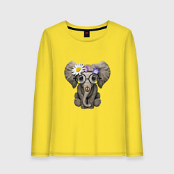 Лонгслив хлопковый женский Мир - Слон, цвет: желтый