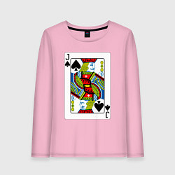 Лонгслив хлопковый женский Игральная карта - Валет, цвет: светло-розовый