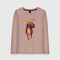 Лонгслив хлопковый женский Прикольный лосяш, цвет: пыльно-розовый