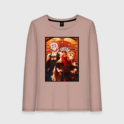 Лонгслив хлопковый женский Тенген и Ренгоку красивые - Клинок рассекающий дем, цвет: пыльно-розовый