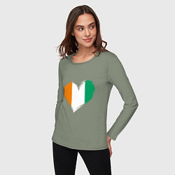Лонгслив хлопковый женский Сердце - Ирландия, цвет: авокадо — фото 2