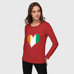 Лонгслив хлопковый женский Сердце - Ирландия, цвет: красный — фото 2