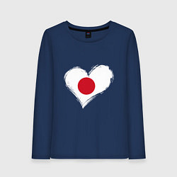 Лонгслив хлопковый женский Сердце - Япония, цвет: тёмно-синий
