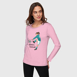 Лонгслив хлопковый женский Womens football, цвет: светло-розовый — фото 2
