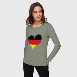 Лонгслив хлопковый женский Сердце - Германия, цвет: авокадо — фото 2