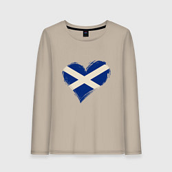 Лонгслив хлопковый женский Сердце - Шотландия, цвет: миндальный