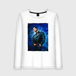 Лонгслив хлопковый женский Dave Gahan Depeche Mode - blue background, цвет: белый
