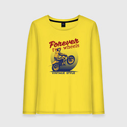 Лонгслив хлопковый женский Винтажный стиль мотоциклист, цвет: желтый