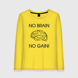 Лонгслив хлопковый женский No Brain No Gain, цвет: желтый