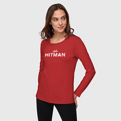 Лонгслив хлопковый женский Hitman - лого, цвет: красный — фото 2