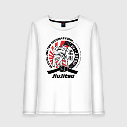 Лонгслив хлопковый женский Джиу-джитсу Jiujitsu emblem, цвет: белый