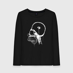 Лонгслив хлопковый женский Томография мозга Гомера Симпсона, цвет: черный