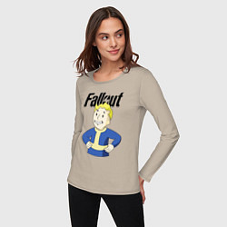 Лонгслив хлопковый женский Fallout blondie boy, цвет: миндальный — фото 2