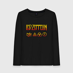 Лонгслив хлопковый женский Led Zeppelin - logotype, цвет: черный