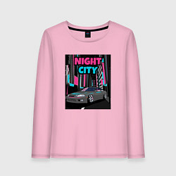Лонгслив хлопковый женский Toyota Soarer Night City, цвет: светло-розовый