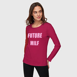 Лонгслив хлопковый женский Future milf, цвет: маджента — фото 2
