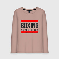 Лонгслив хлопковый женский Novosibirsk boxing team, цвет: пыльно-розовый
