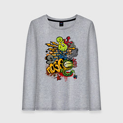 Женский лонгслив Граффити монстрик и молнии