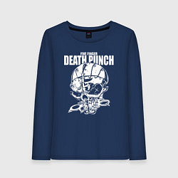 Лонгслив хлопковый женский FFDP skull, цвет: тёмно-синий