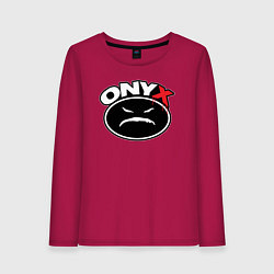 Лонгслив хлопковый женский Onyx - black logo, цвет: маджента