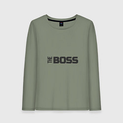 Лонгслив хлопковый женский THE BOSS, цвет: авокадо