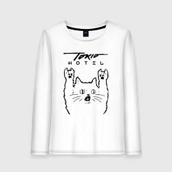 Лонгслив хлопковый женский Tokio Hotel - rock cat, цвет: белый